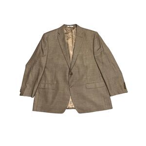 Lauren Ralph Lauren Silk Wool Houndstooth Sport Coat Mens 48R Brown Classic